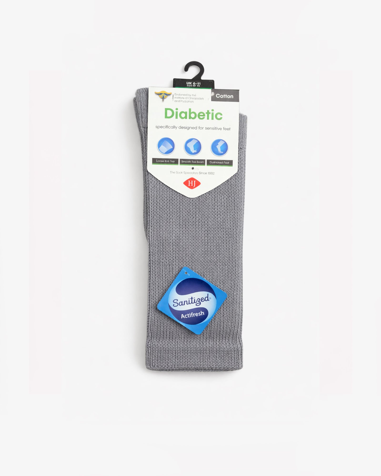 Cotton Diabetic Sock - HJ1351 - Mid Grey