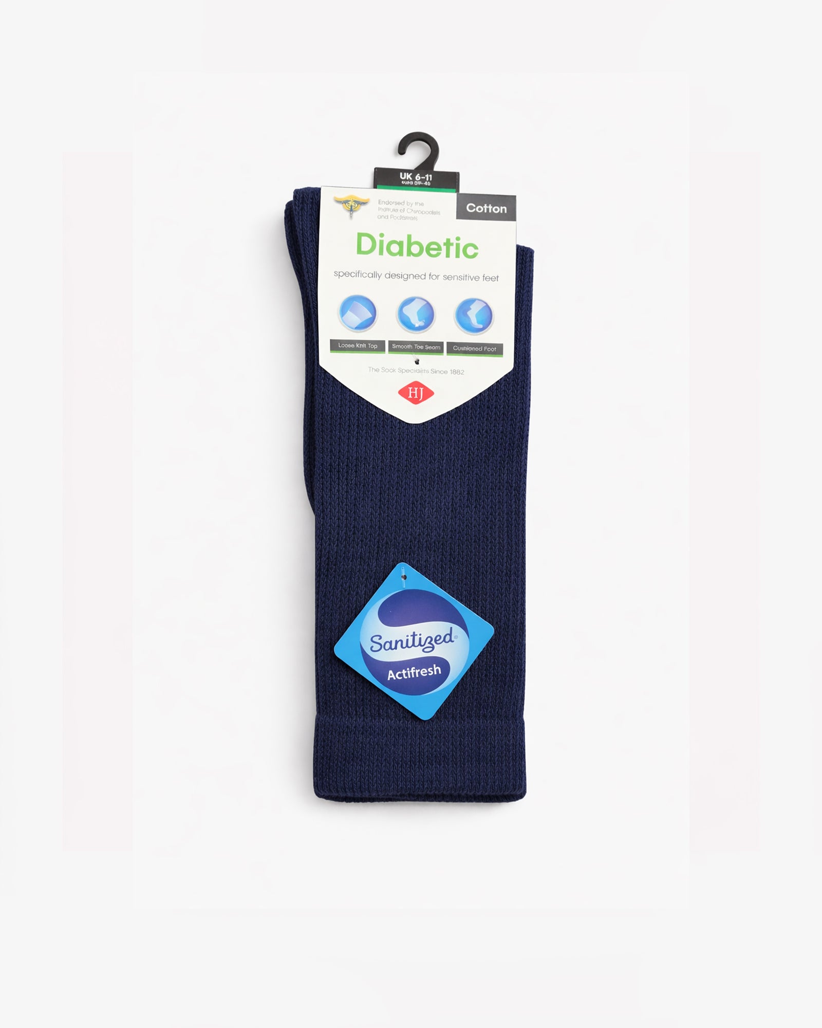 Cotton Diabetic Sock - HJ1351 - Navy