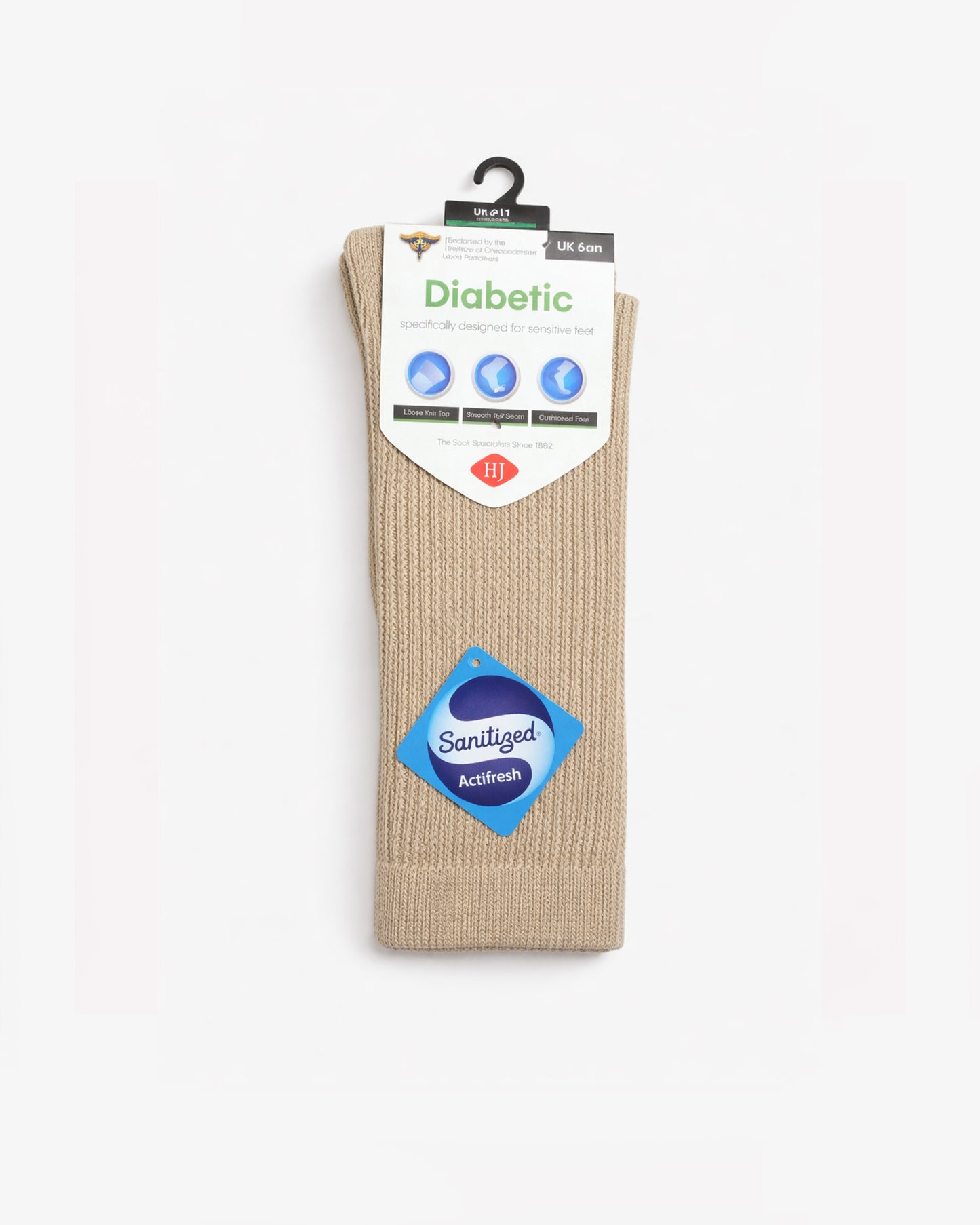 Cotton Diabetic Sock - HJ1351 - Oatmeal