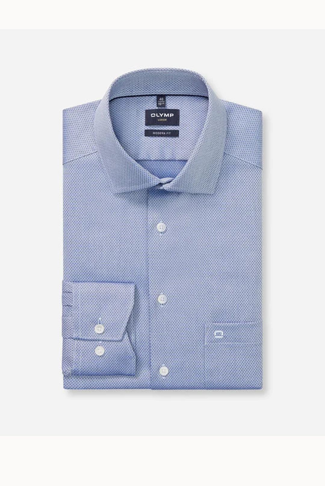 OLYMP Luxor Modern Fit Shirt – Blue Micro Design | Style 13567419
