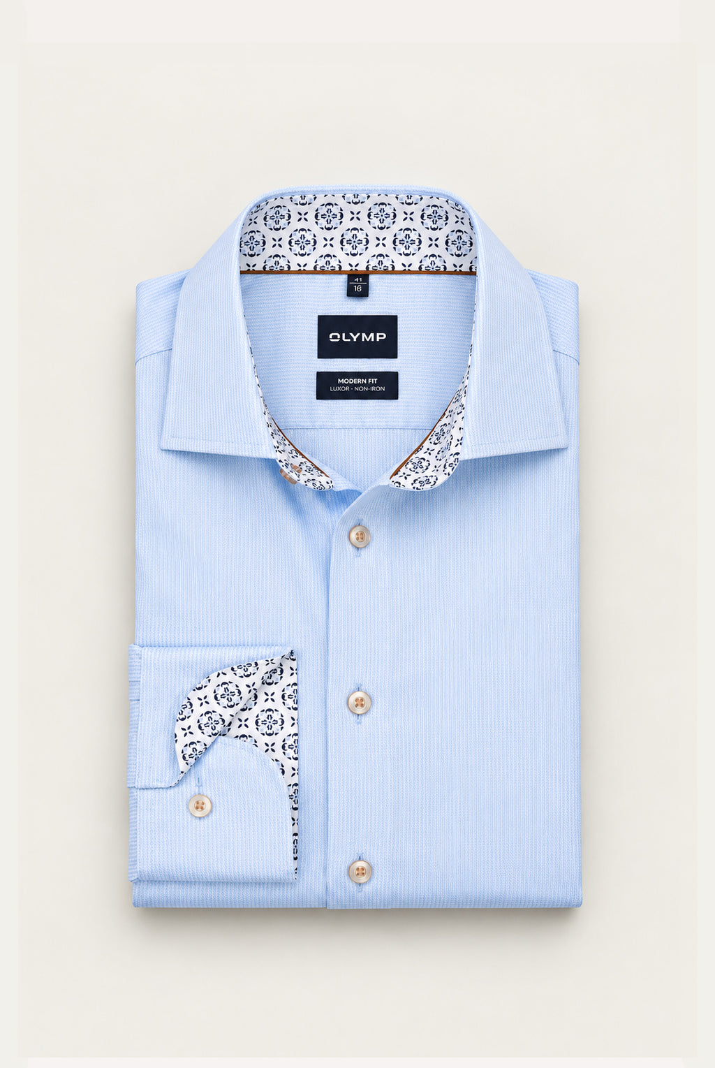Luxor Business shirt, Modern Fit, Global Kent - Sky Blue Fine Stripe