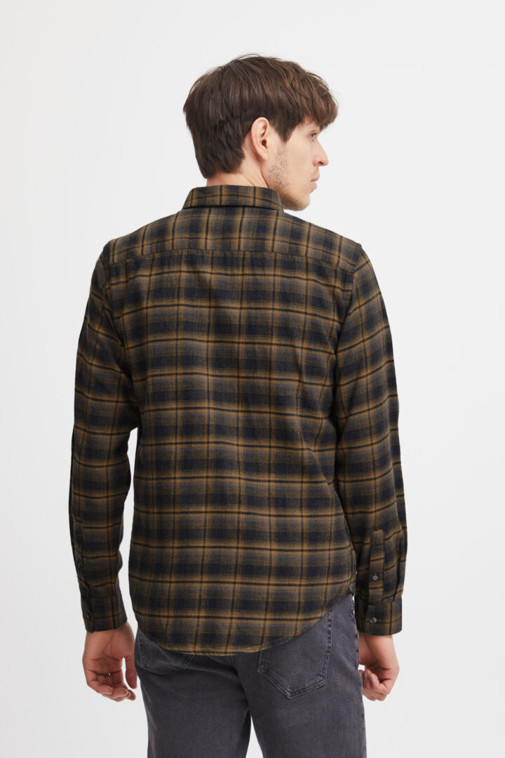 Soft Brushed-Cotton Check Shirt - Brown