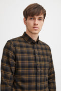Soft Brushed-Cotton Check Shirt - Brown