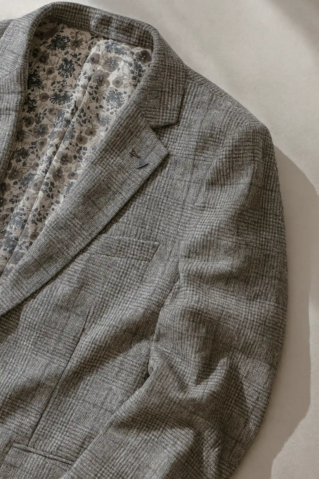 Pure Wool Tweed Check Jacket - Grey