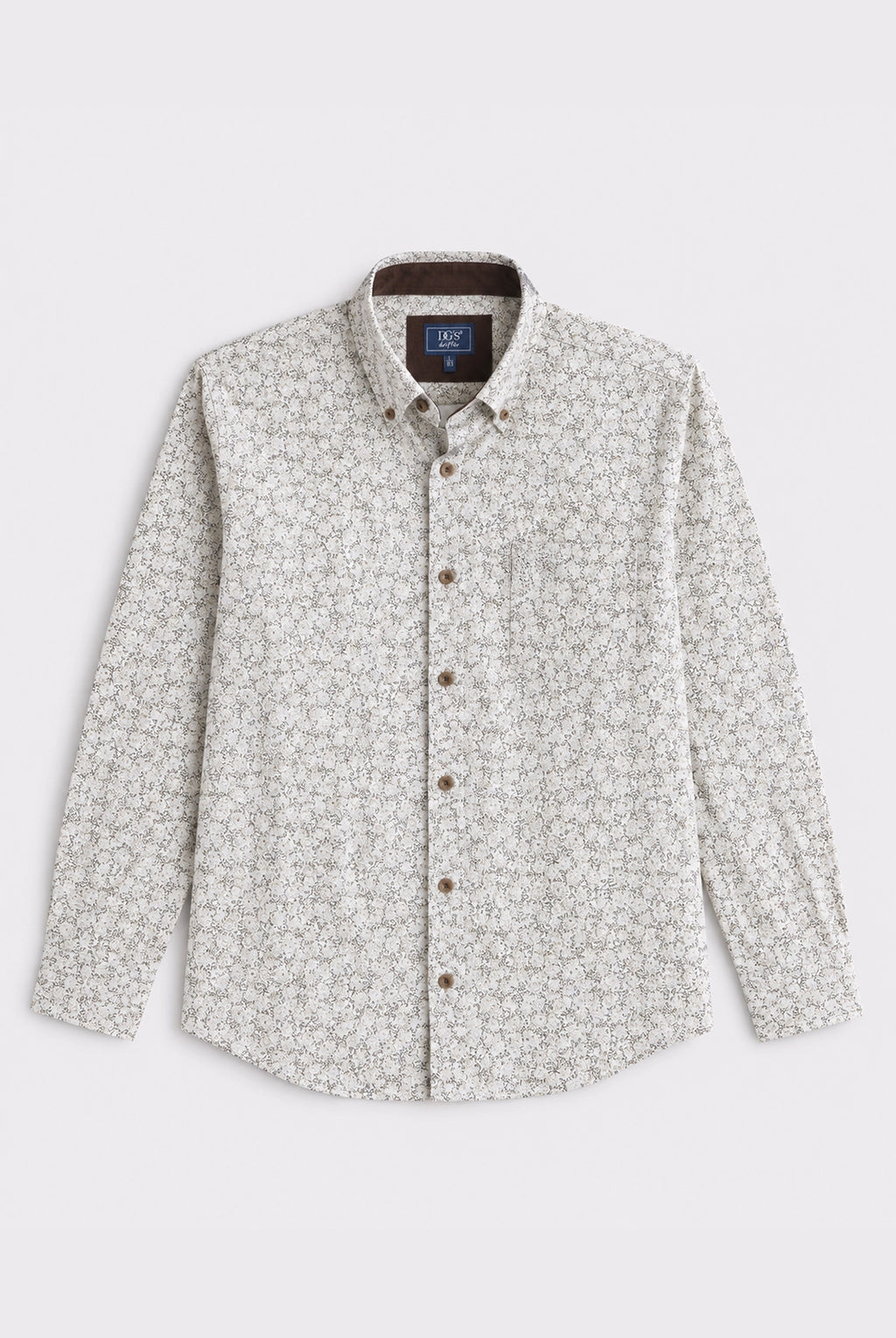 Brown Mini Leaf Print Long Sleeve Shirt
