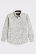 Brown Mini Leaf Print Long Sleeve Shirt