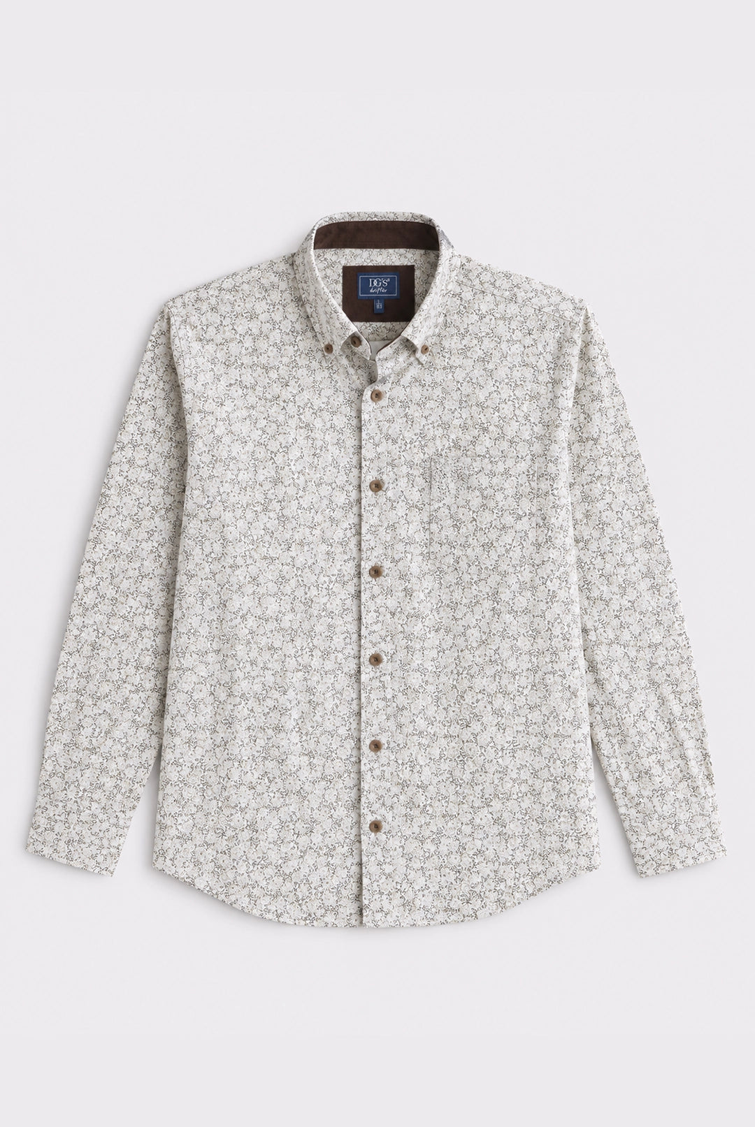 Brown Mini Leaf Print Long Sleeve Shirt