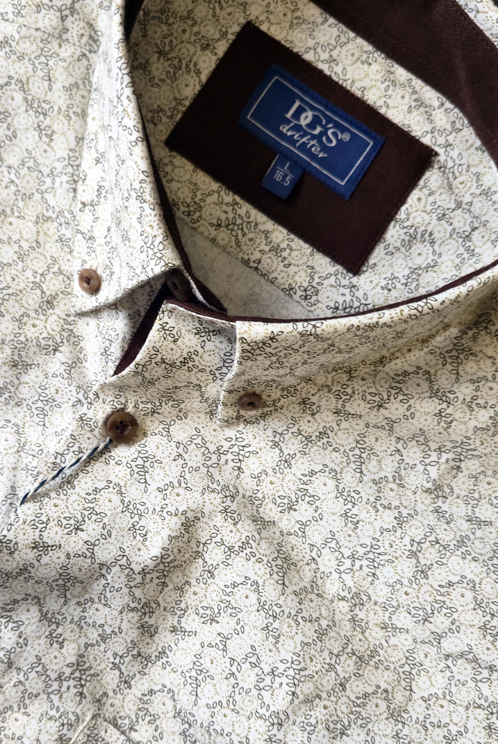 Brown Mini Leaf Print Long Sleeve Shirt