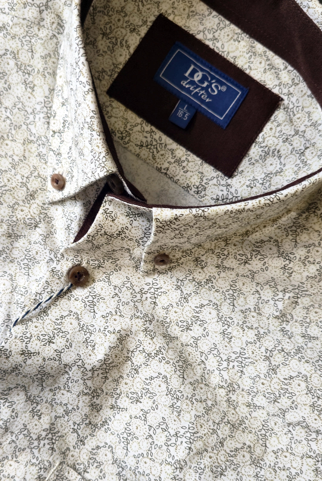 Brown Mini Leaf Print Long Sleeve Shirt