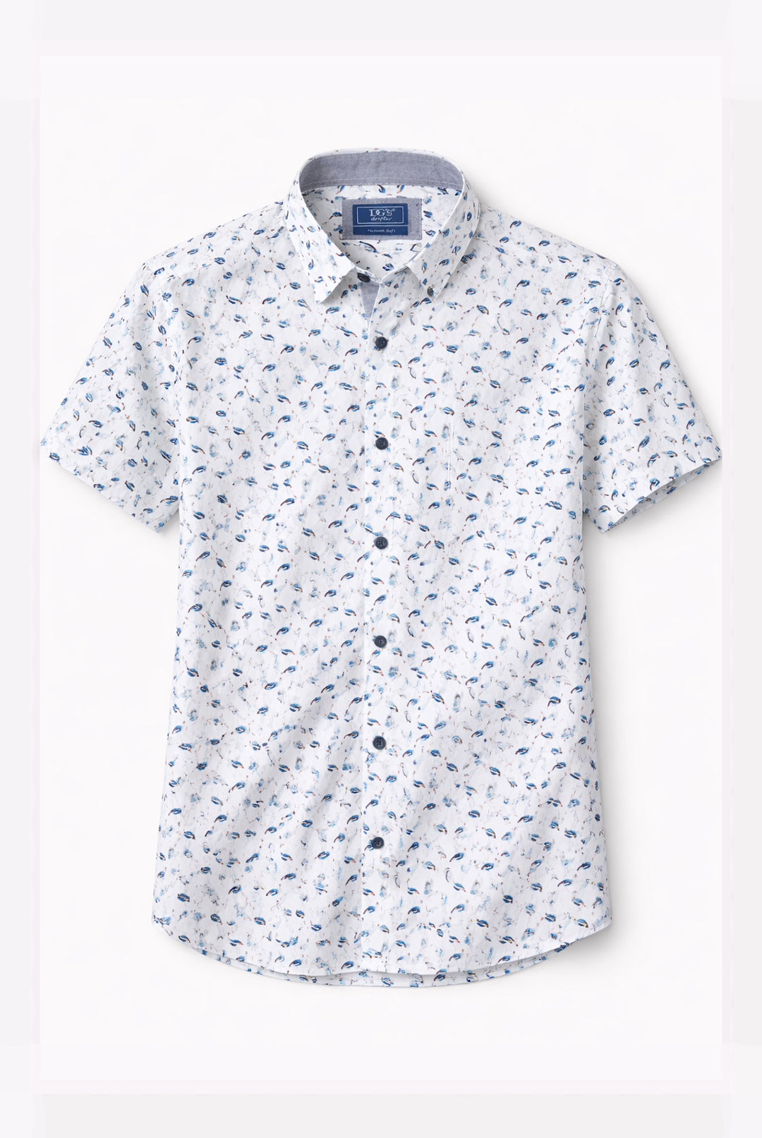 Short Sleeve  Crane Bird Shirt - White | Blue