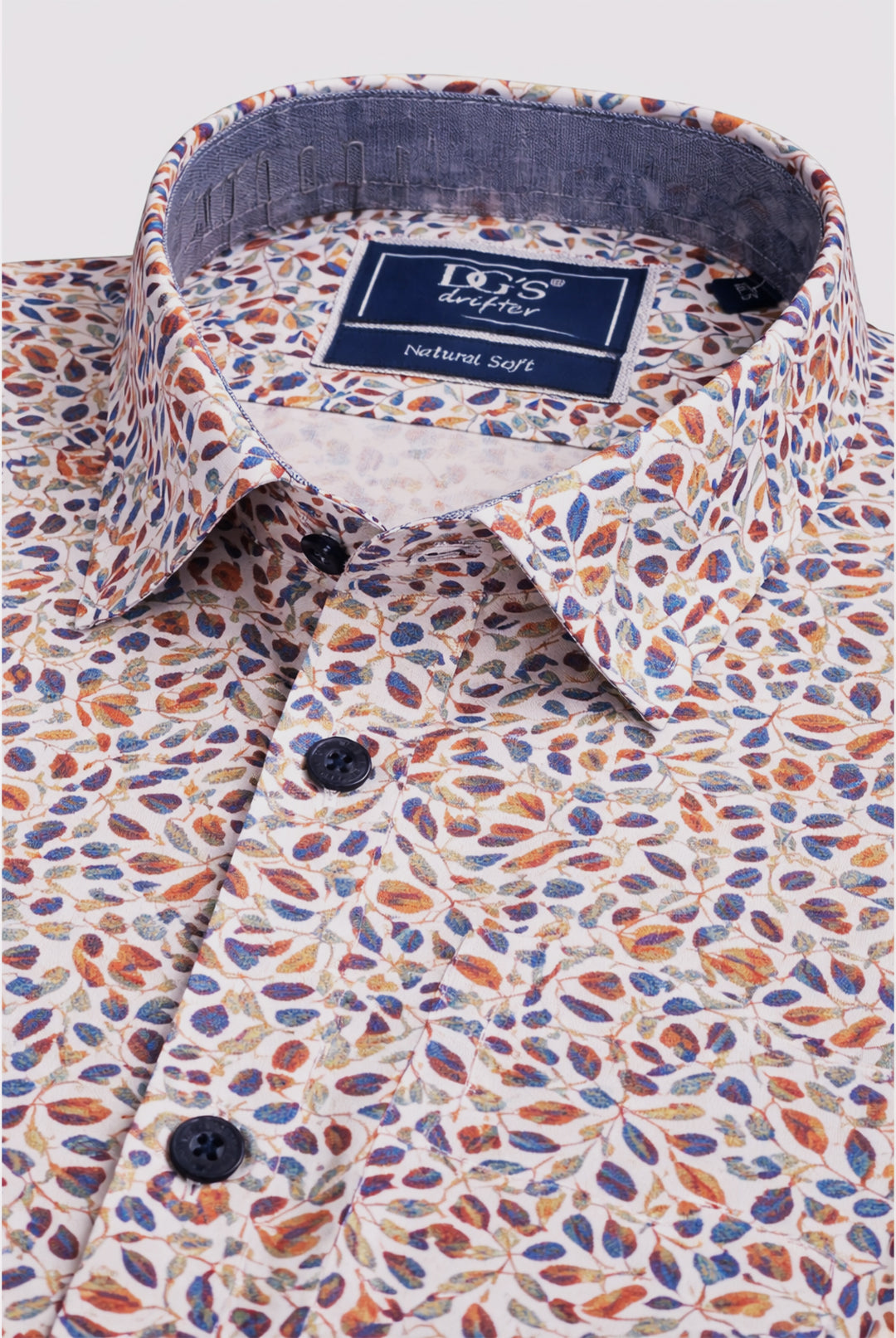 Short Sleeve Leaf Pattern Shirt - Multi Colour
