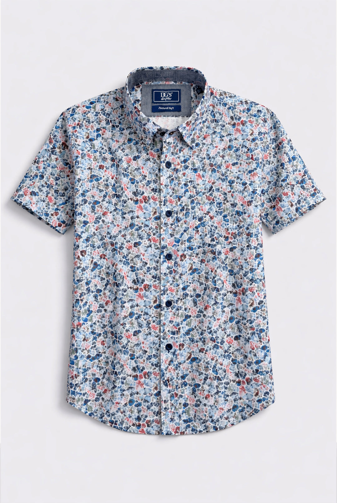 Short Sleeve Pattern Shirt - Dark Blue