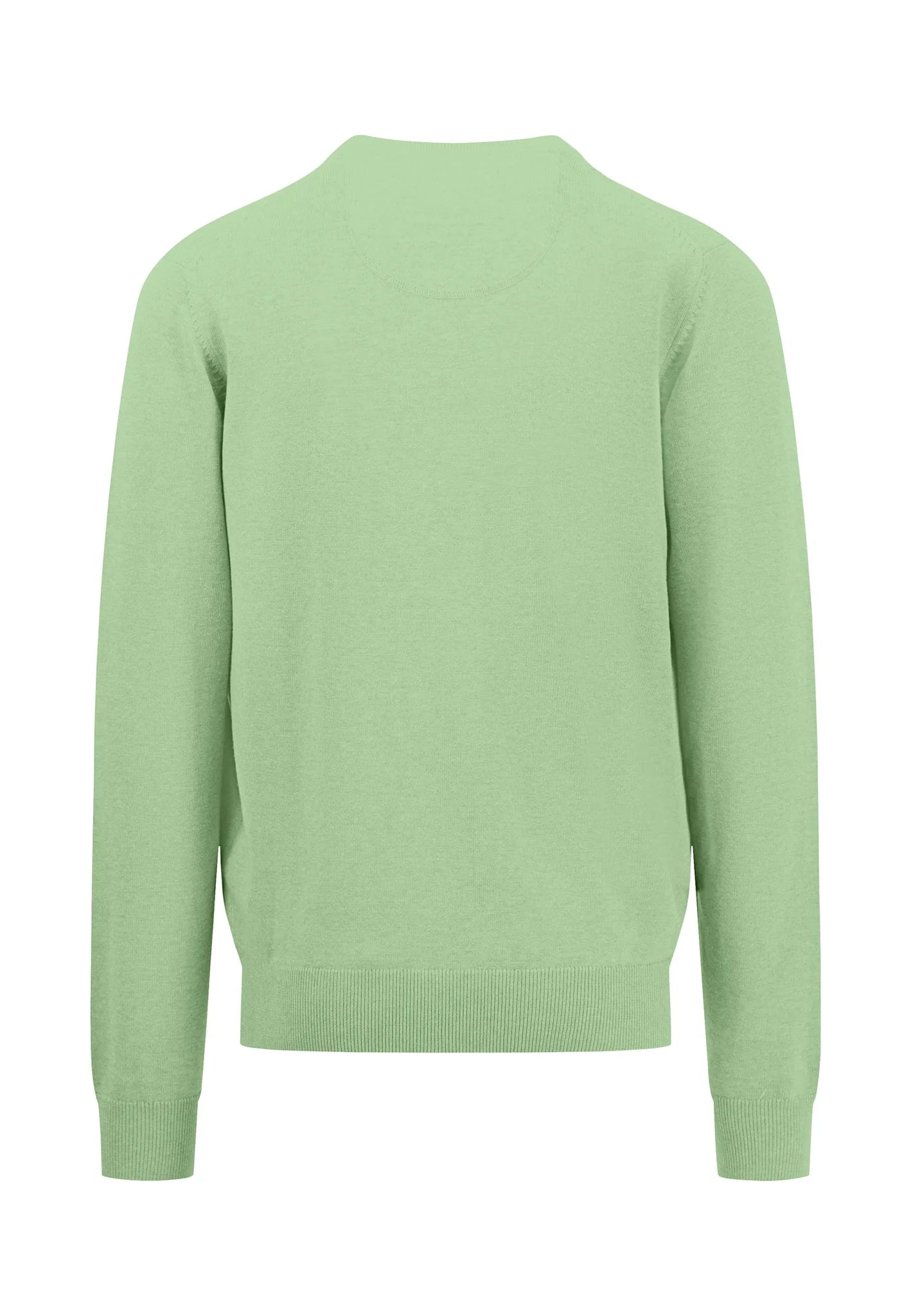 SOFT COTTON SWEATER WITH A V-NECK - Soft Green