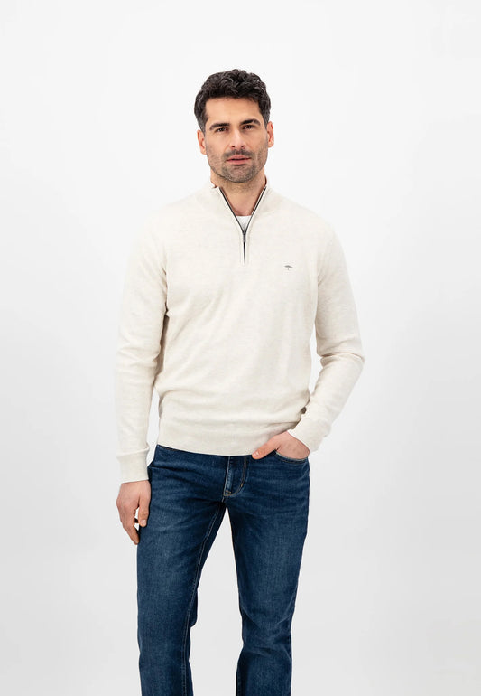Super-soft Cotton Quarter Zip - Off-White