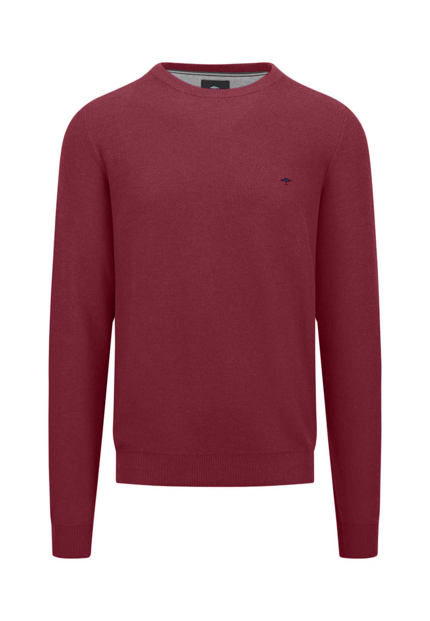 FINE-KNIT SWEATER WITH A CREW NECK - Ruby Red