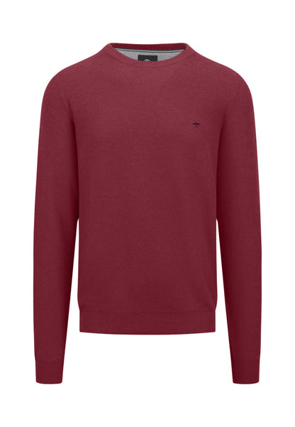 FINE-KNIT SWEATER WITH A CREW NECK - Ruby Red