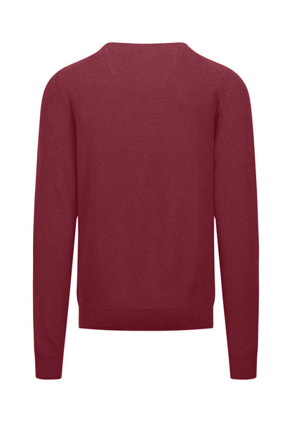 FINE-KNIT SWEATER WITH A CREW NECK - Ruby Red