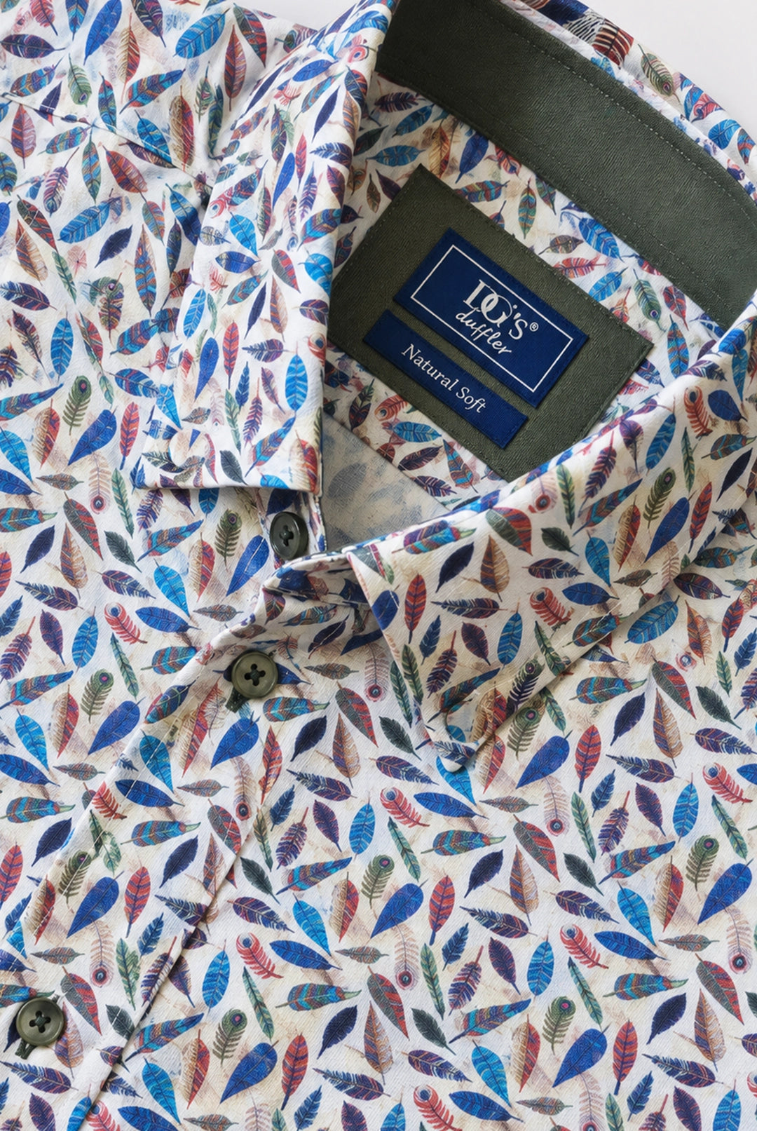 Cotton-Stretch Pattern Shirt - Peacock Feathers