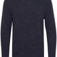 Soft Wool-rich Knitted Crew Jumper - Navy Fleck