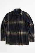 Brushed Flannel Over-Shirt - Navy Plaid Check