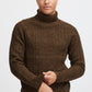 Chunky Cable-Knit Roll Neck - Brown