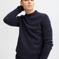 Soft Wool-rich Knitted Crew Jumper - Navy Fleck