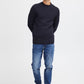 Soft Wool-rich Knitted Crew Jumper - Navy Fleck