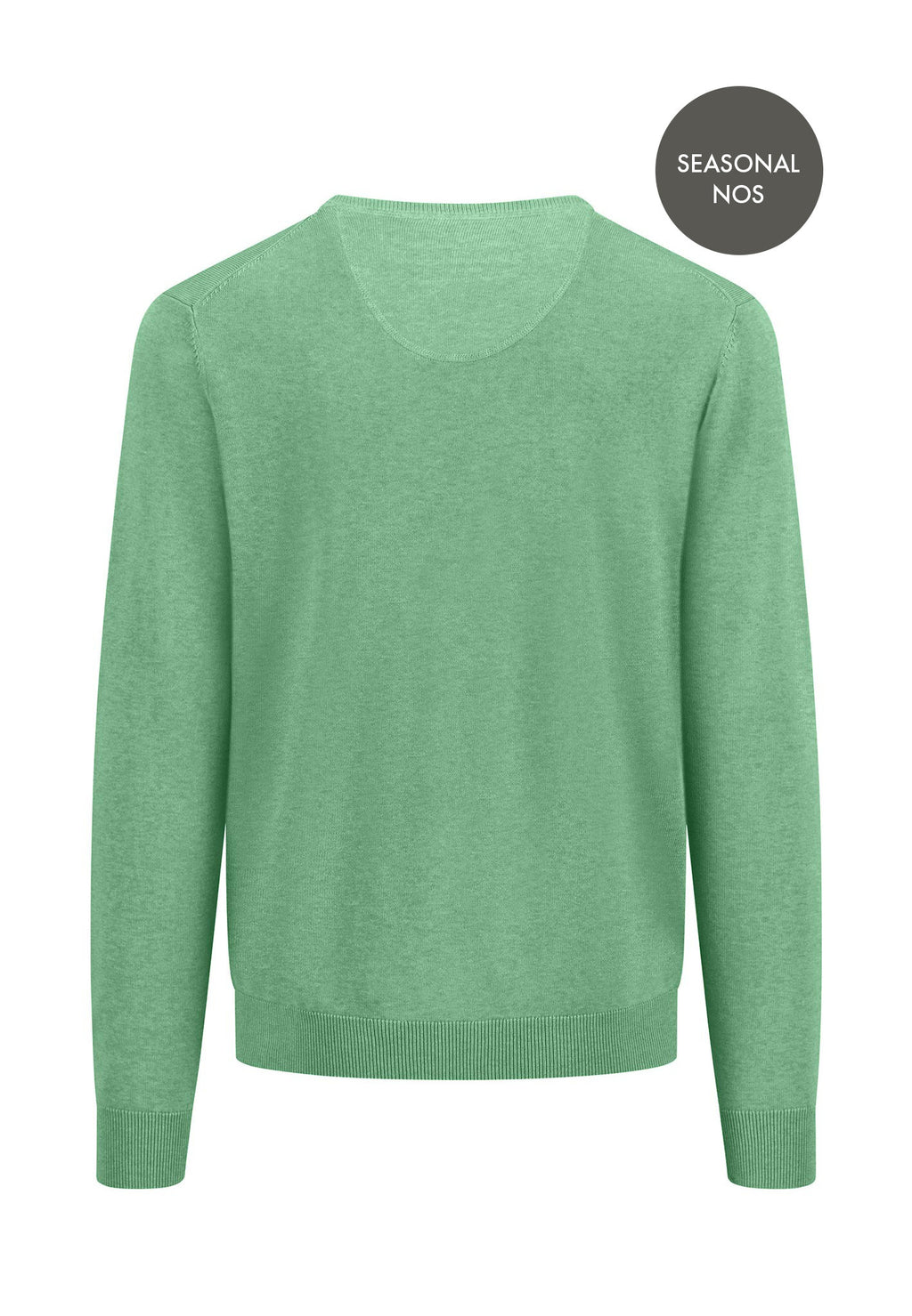SOFT COTTON SWEATER WITH A V-NECK - Turf Green