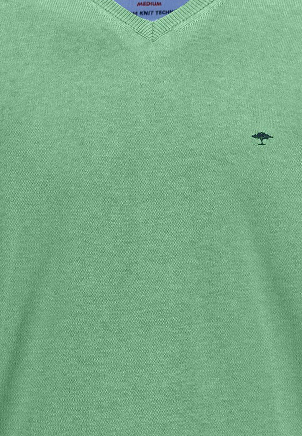 SOFT COTTON SWEATER WITH A V-NECK - Turf Green