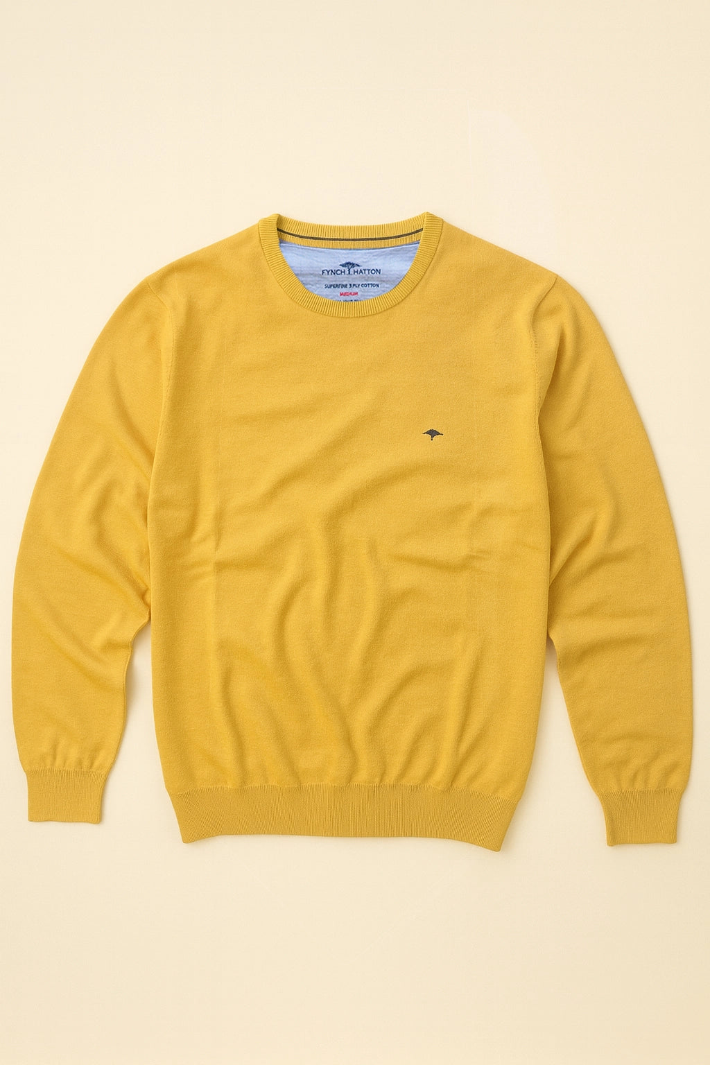 FINE-KNIT COTTON SWEATER WITH A CREW NECK - Amber