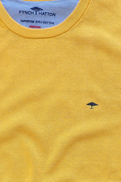 FINE-KNIT COTTON SWEATER WITH A CREW NECK - Amber