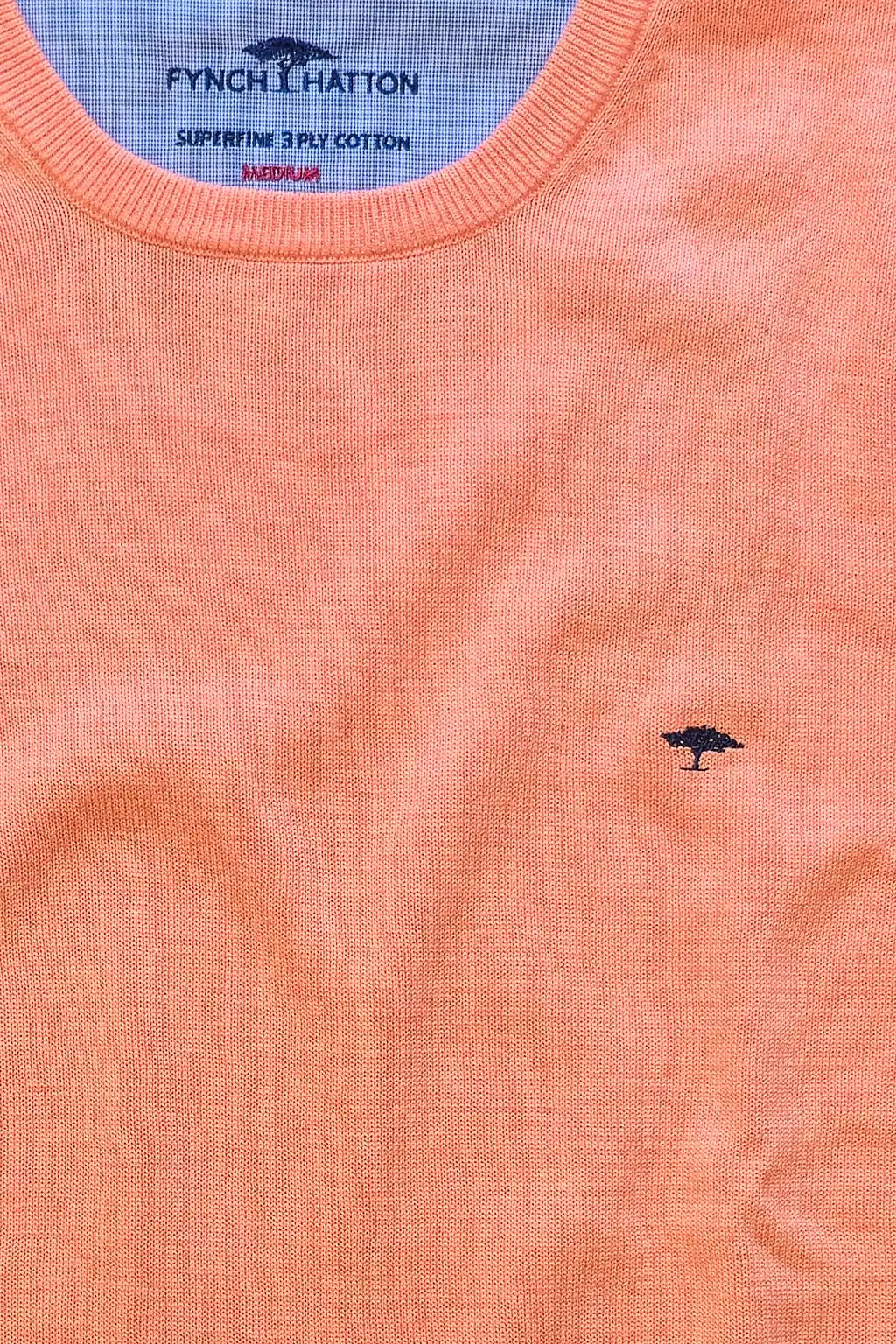 FINE-KNIT COTTON SWEATER WITH A CREW NECK - Peach