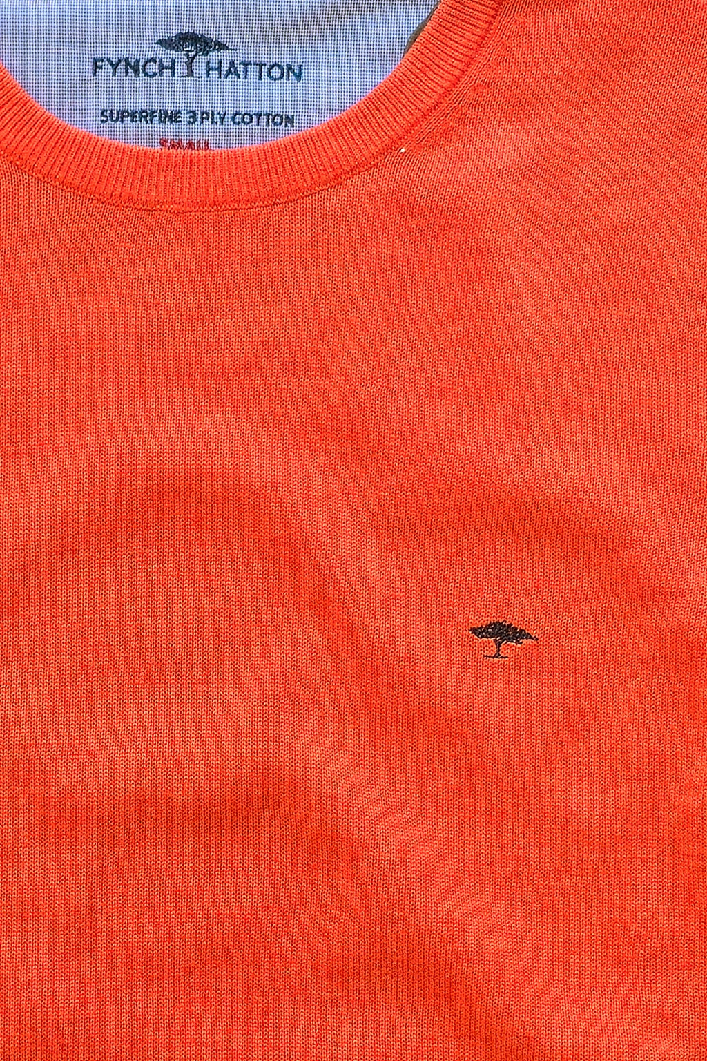 FINE-KNIT COTTON SWEATER WITH A CREW NECK - Spicy Red