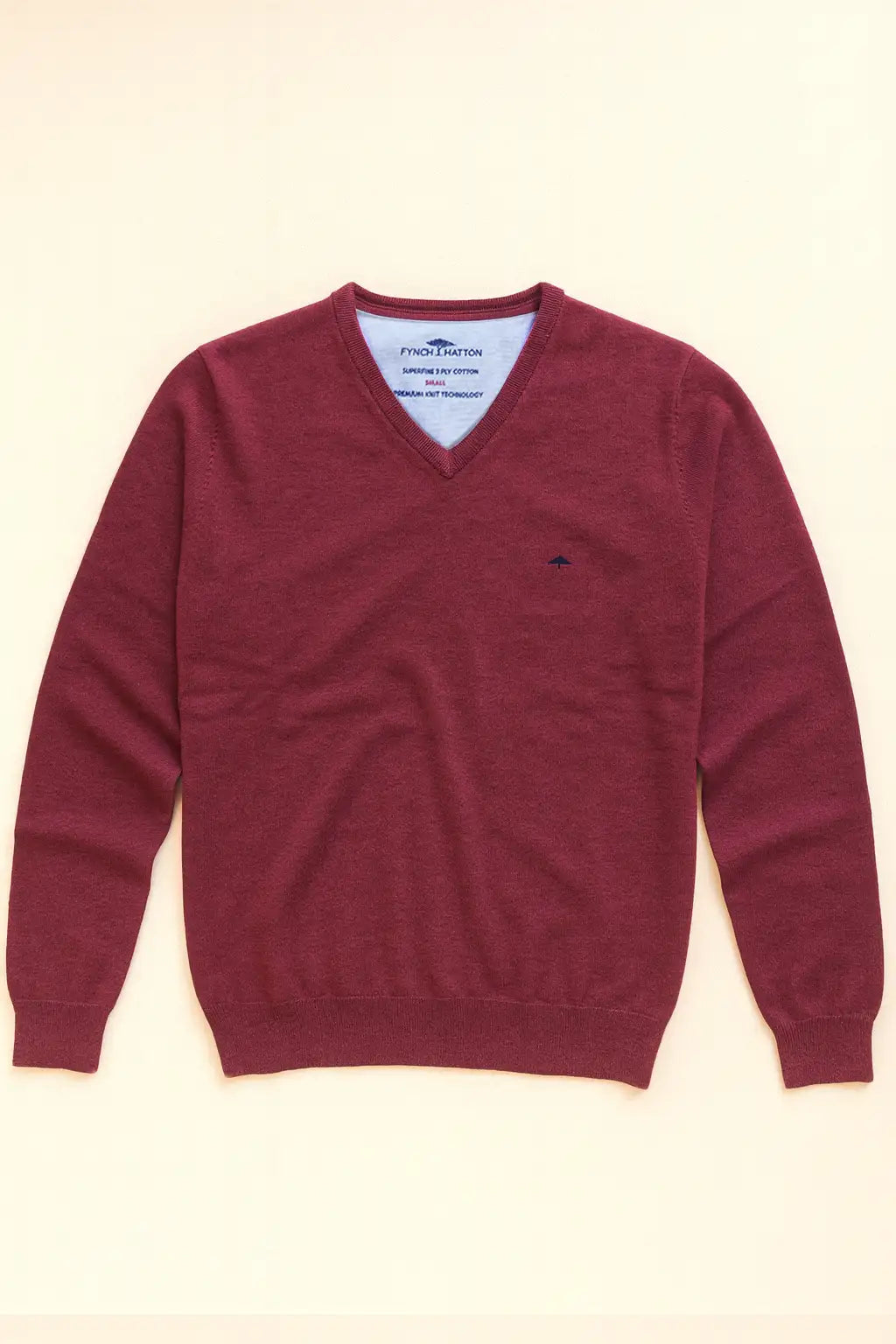 SOFT COTTON SWEATER WITH A V-NECK - Deep Merlot