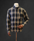 Brush-Cotton Check Shirt - Navy