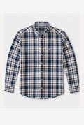 Twill Cotton Plaid Check Shirt - Navy