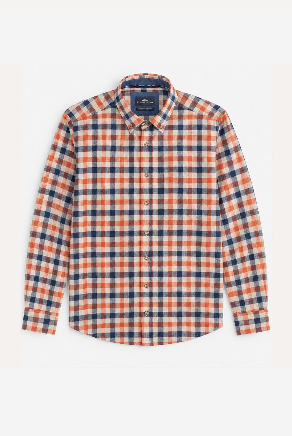 Cotton Flannel Checked Shirt - Orange