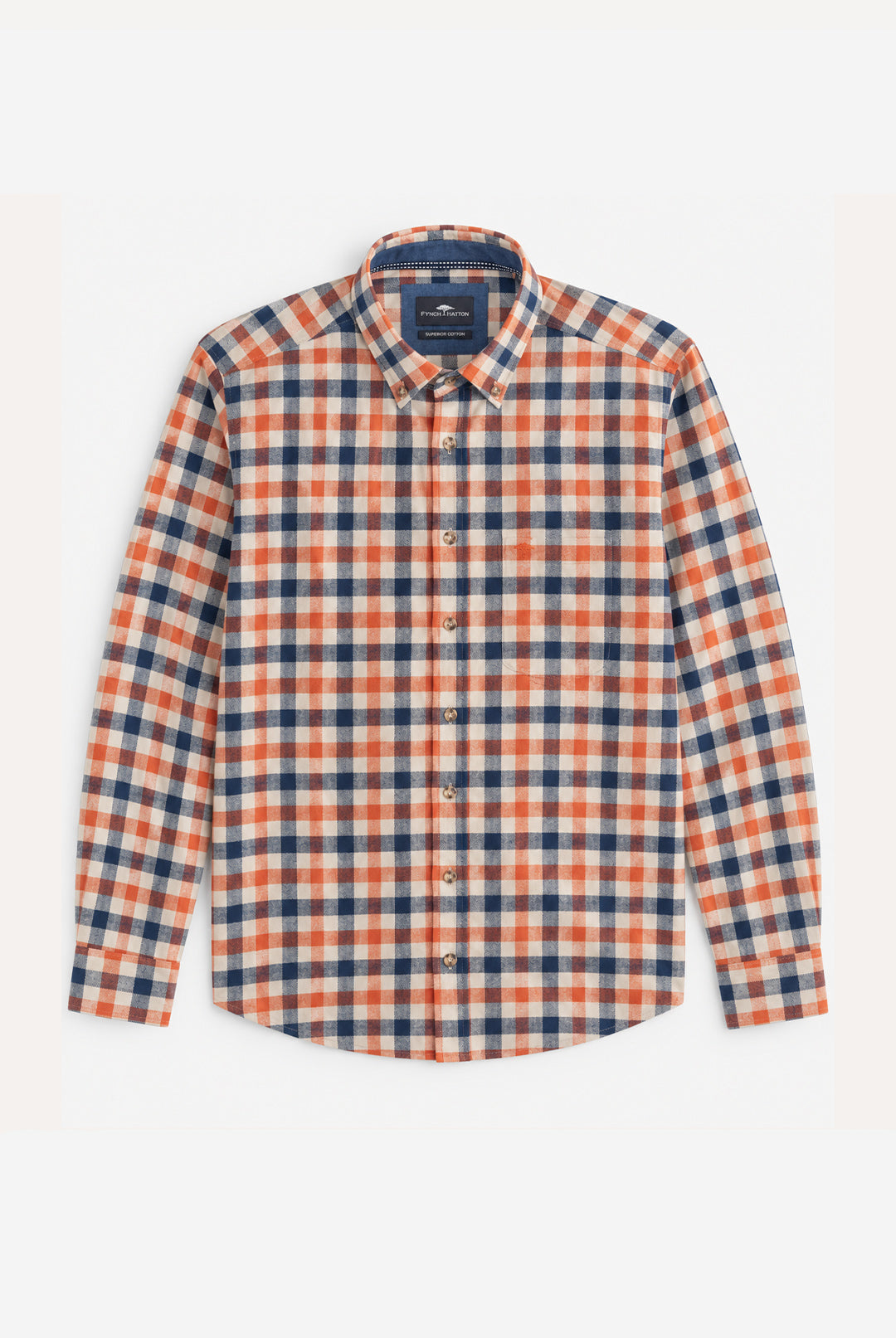 Cotton Flannel Checked Shirt - Orange