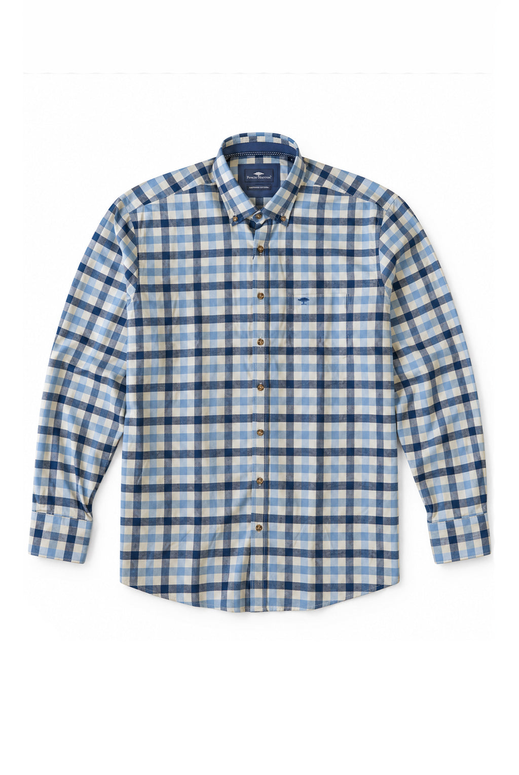 Cotton Flannel Checked Shirt - Air Blue