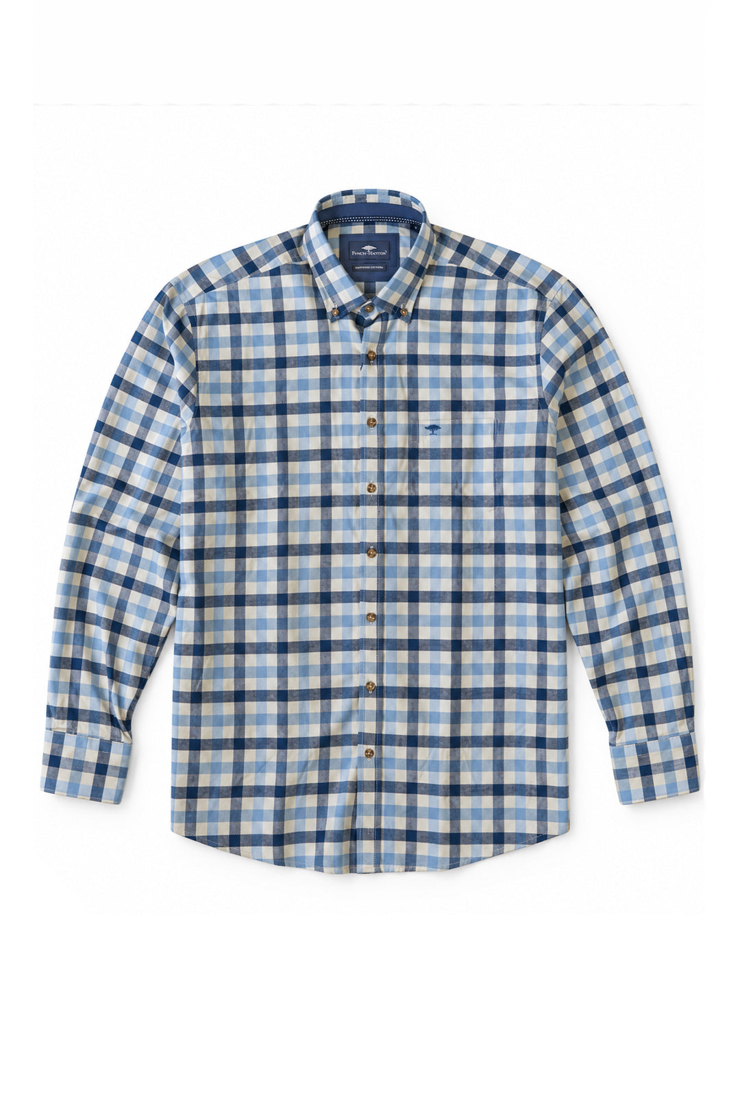 Cotton Flannel Checked Shirt - Air Blue