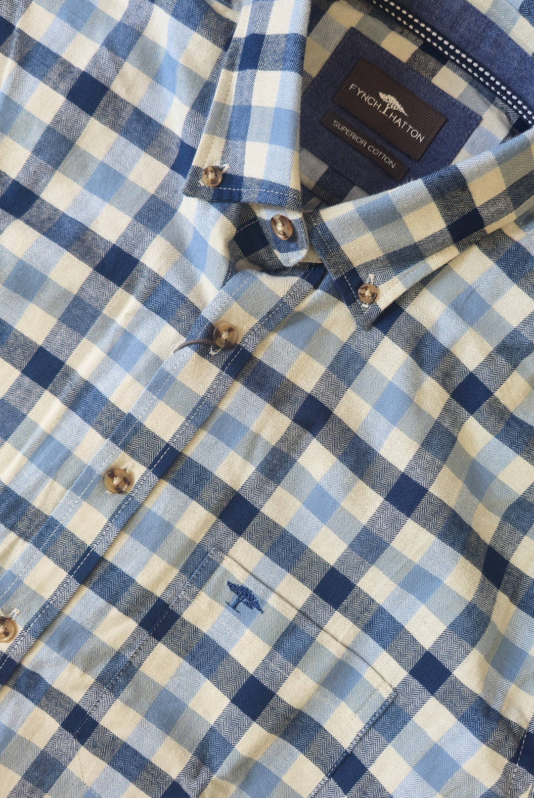 Cotton Flannel Checked Shirt - Air Blue