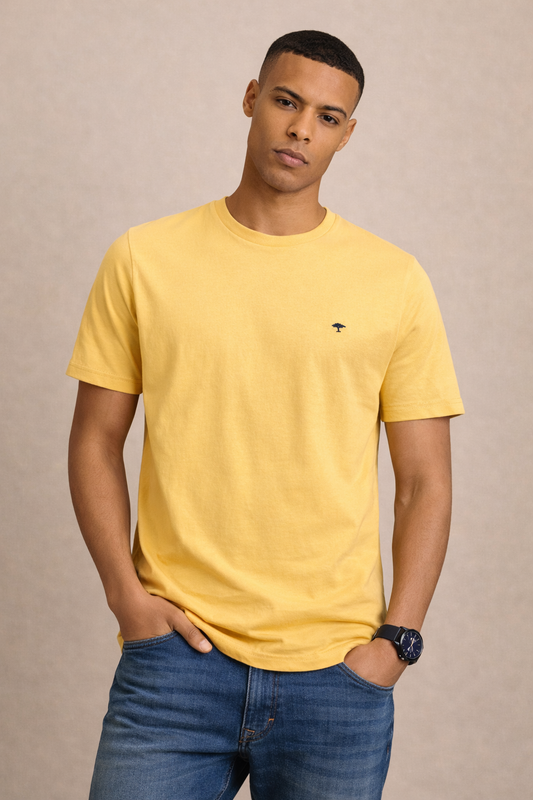 Sustainable Cotton Crew Neck T-Shirt - Pale Yellow