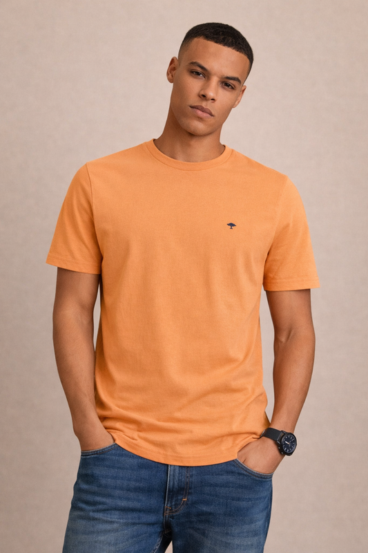Sustainable Cotton Crew Neck T-Shirt - Tangerine