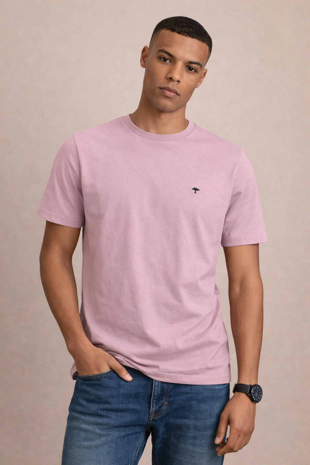 Sustainable Cotton Crew Neck T-Shirt - Pale Pink