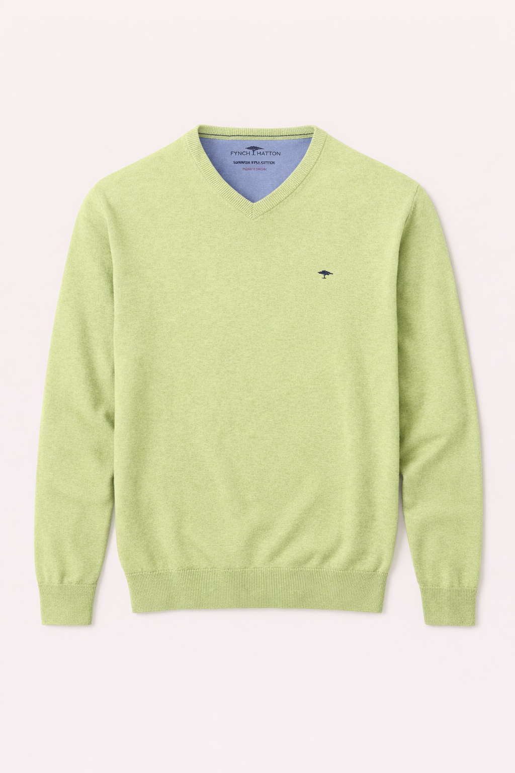 SOFT COTTON SWEATER WITH A V-NECK - Pear