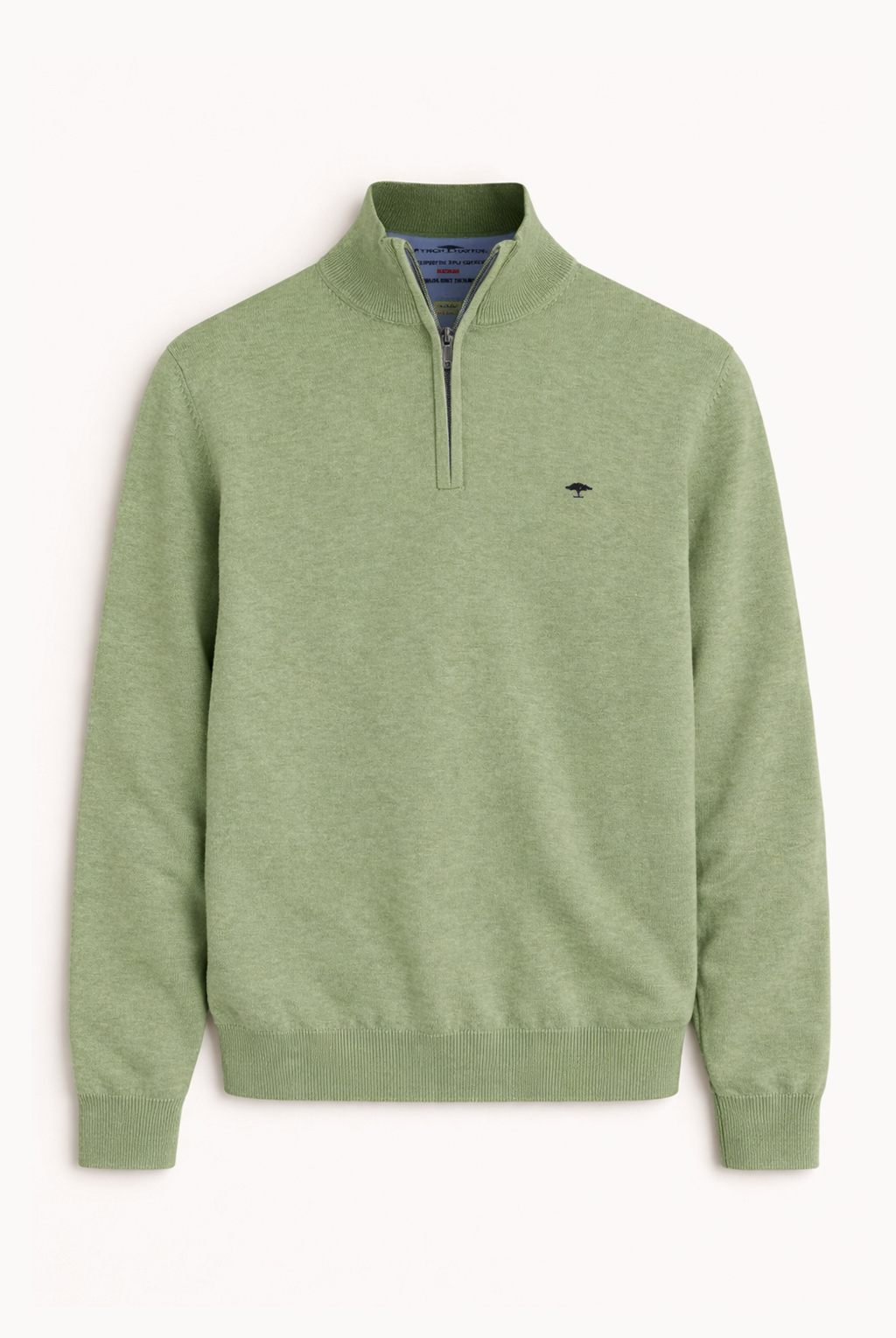 Quarter-Zip Cotton Sweater – Avocado Green