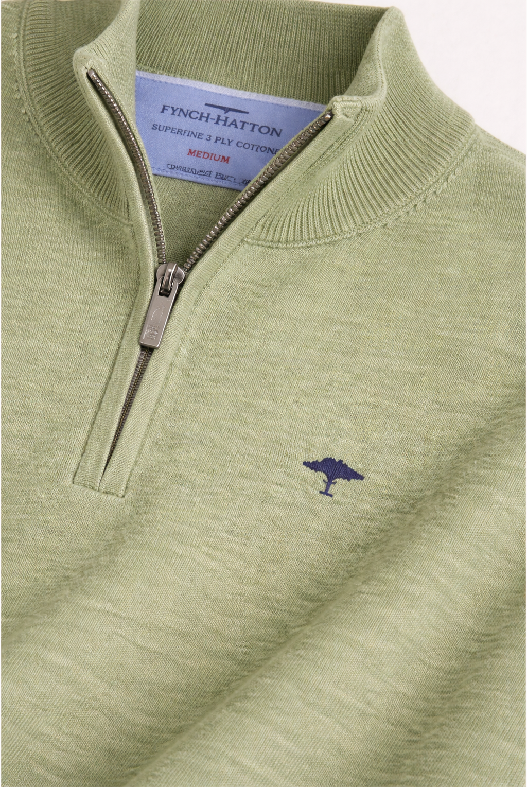 Quarter-Zip Cotton Sweater – Avocado Green