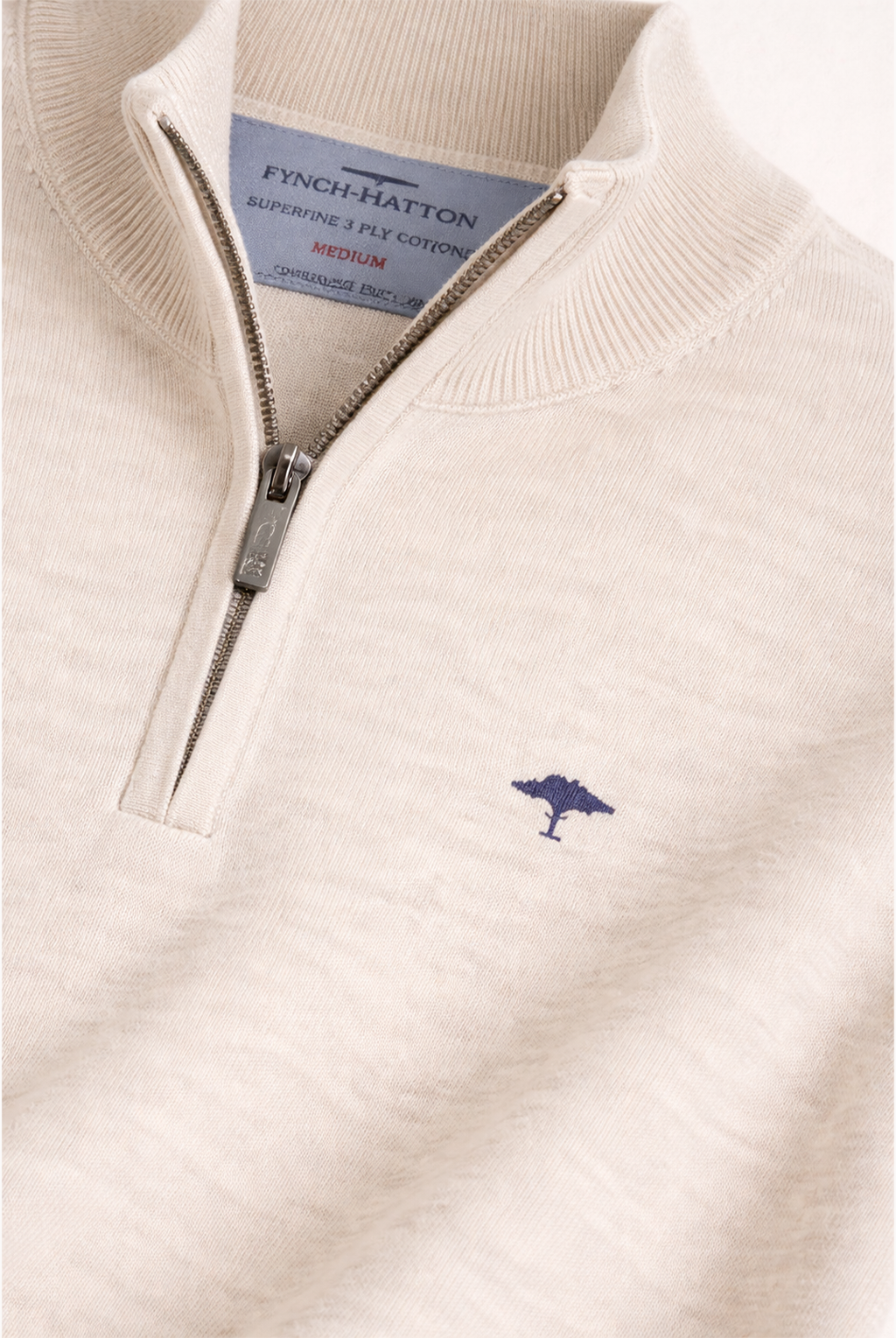 Quarter-Zip Cotton Sweater – Off-White