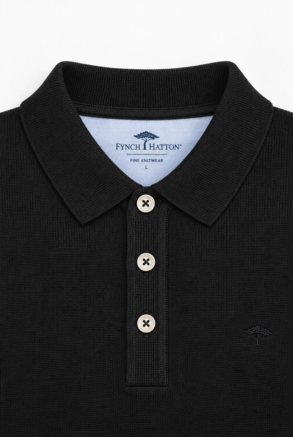 Fine Knit Air Cotton Polo Collar Sweater - Black