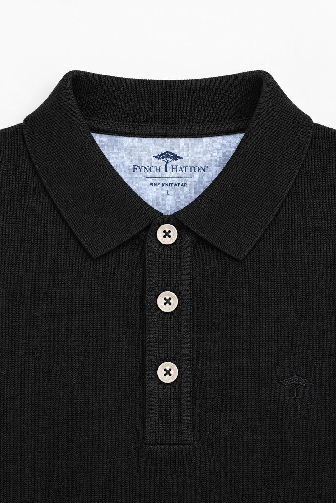 Fine Knit Air Cotton Polo Collar Sweater - Black